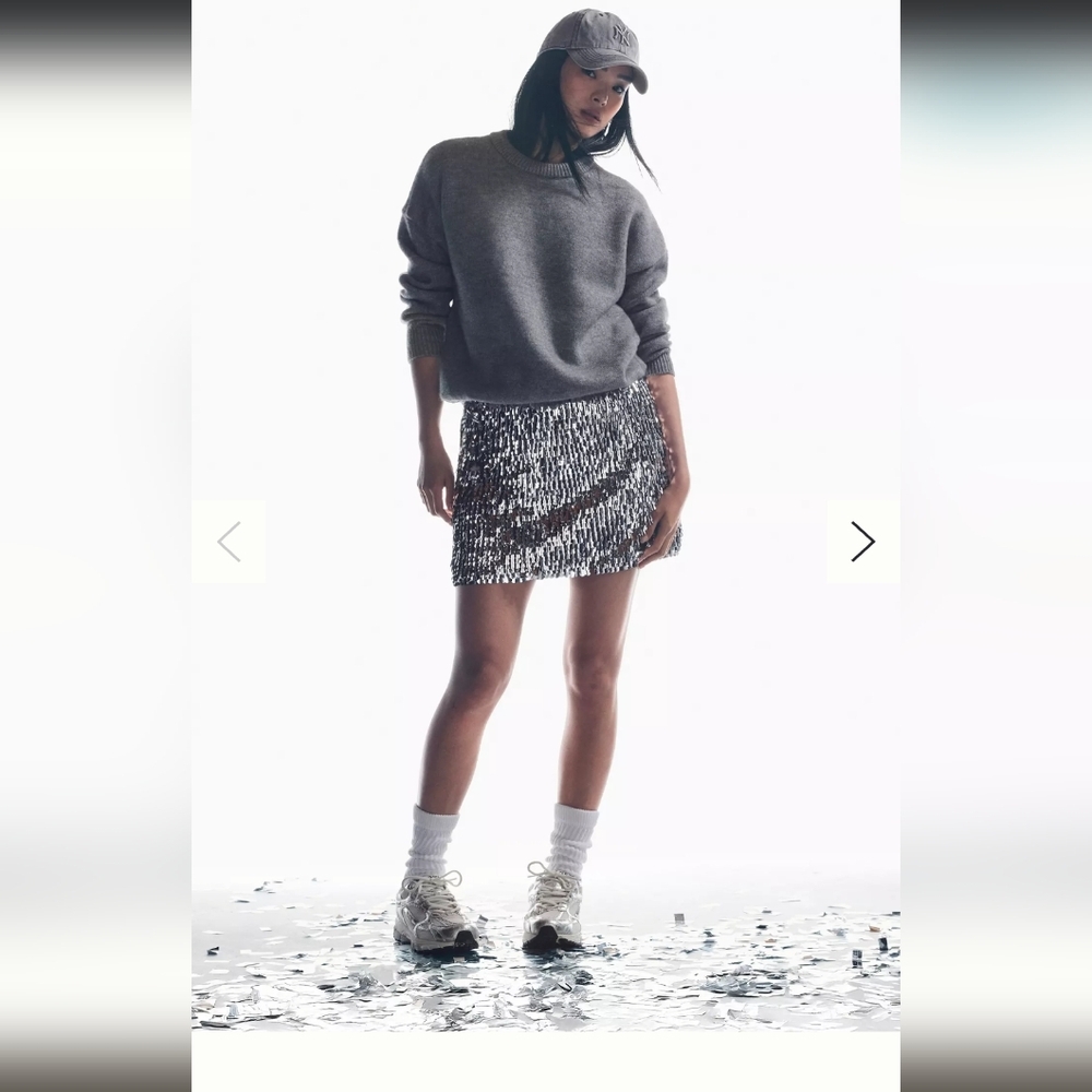 Anthropologie Mare Mare Long-Sleeve Knit Sequin Twofer Mini Dress - Picture 6 of 6